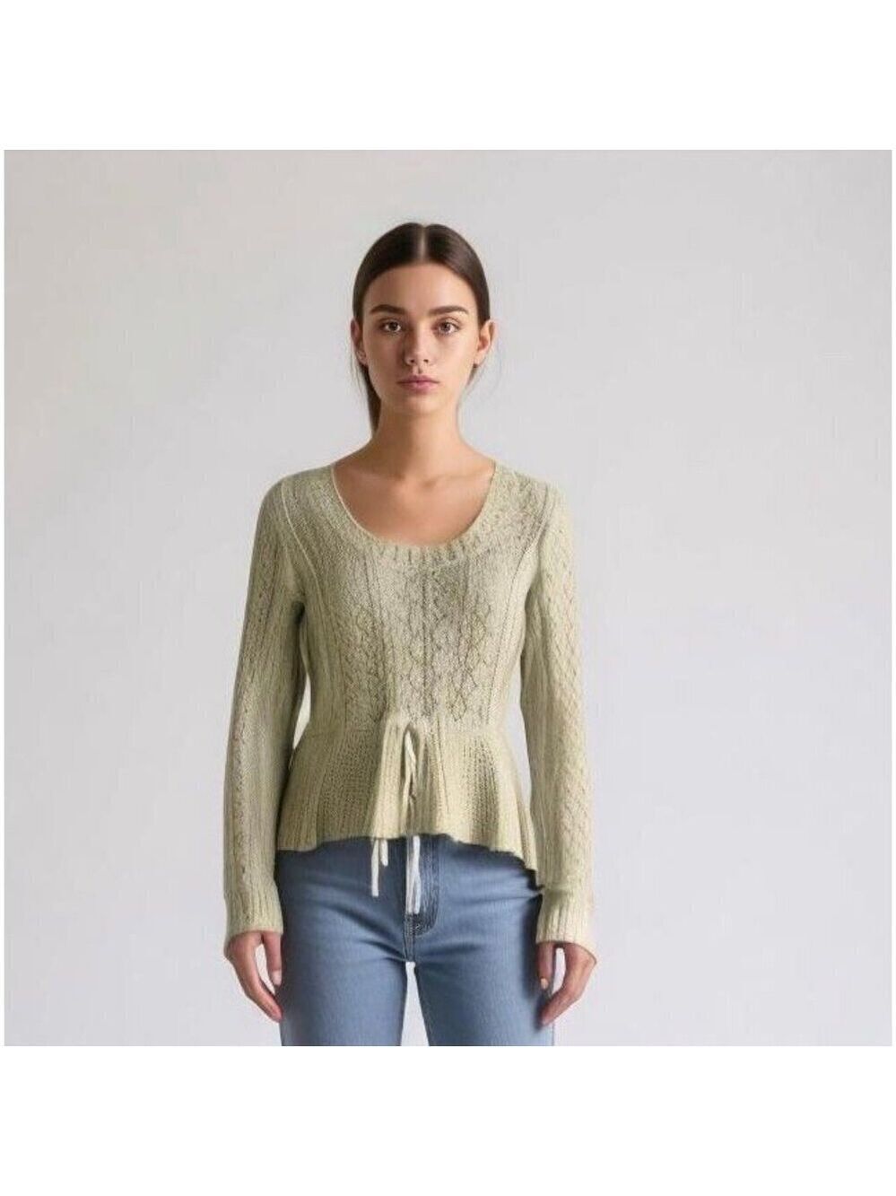 ELLE Ivory Drawstring Waist Sweater Small